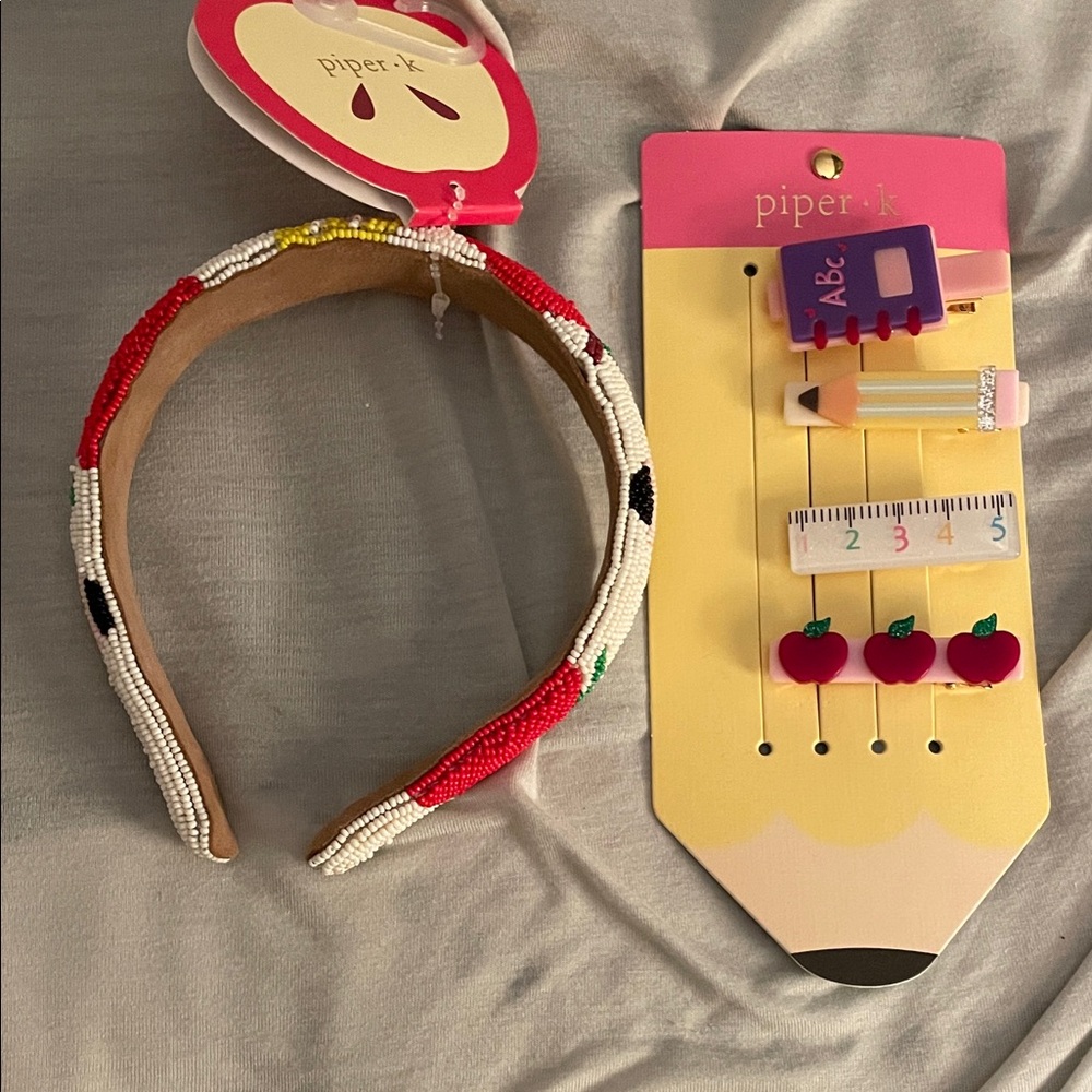 Piper Colorful Beaded Headband and Fun Hair Clip Set